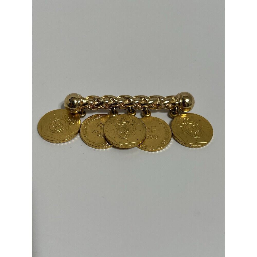 Vtg Christian Dior 1989 French Bicennential Gold Coin Brooch - Picture 3 of 7